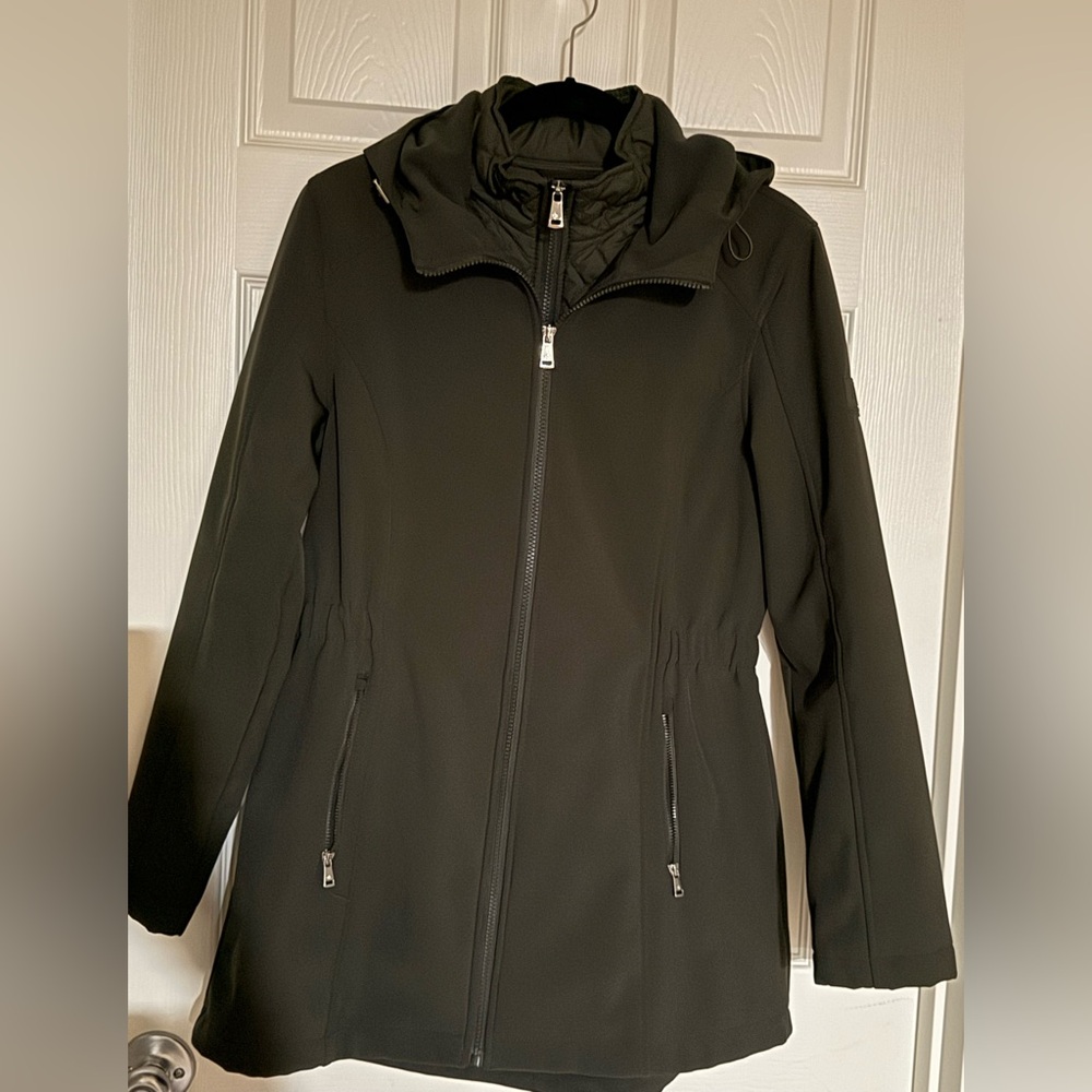Ralph Lauren Hooded Soft-Shell Jacket with Interior Quilted Bib